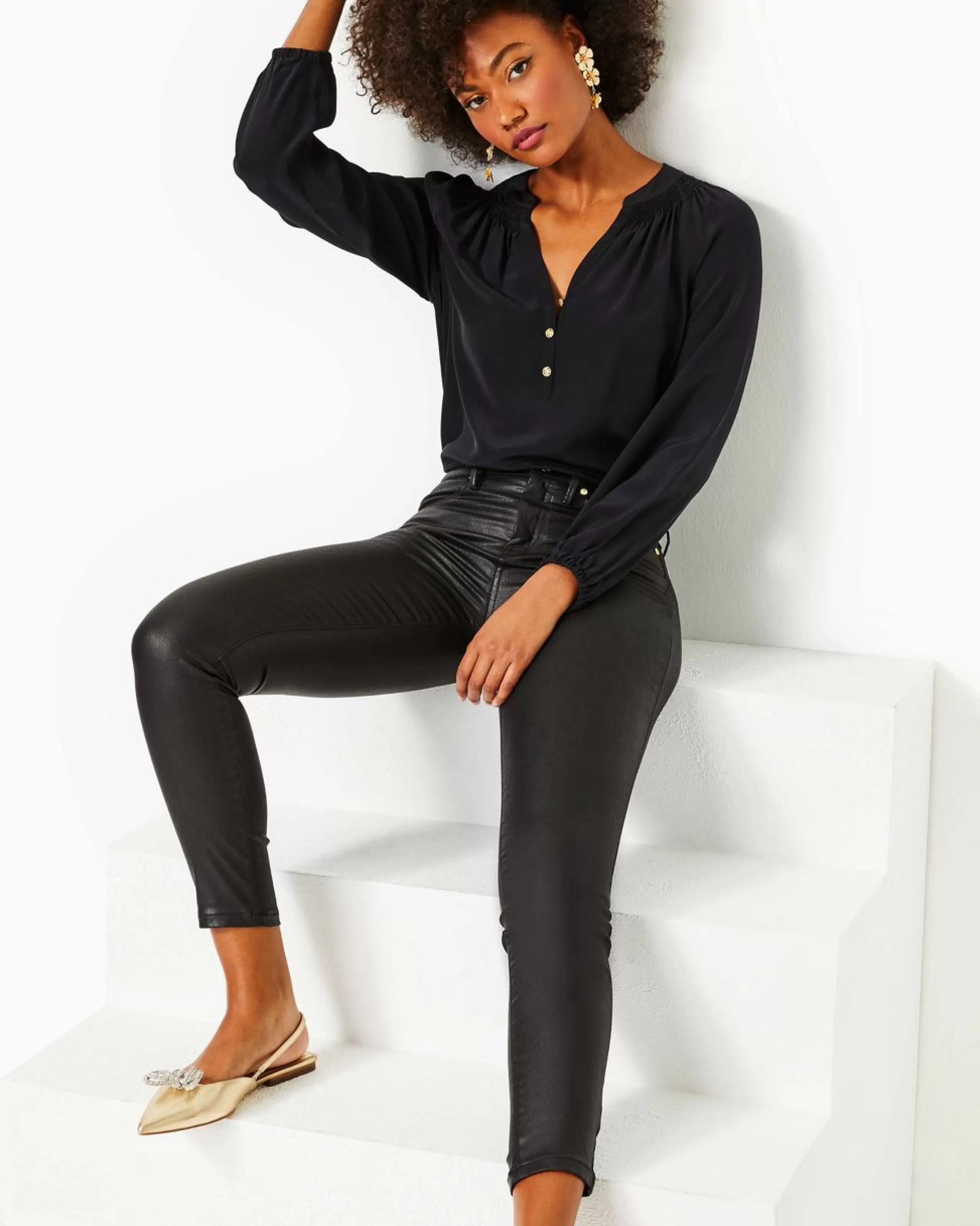 Flash Sale Lilly Pulitzer 29" Eagan High-Rise Stretch Coated Jean Black