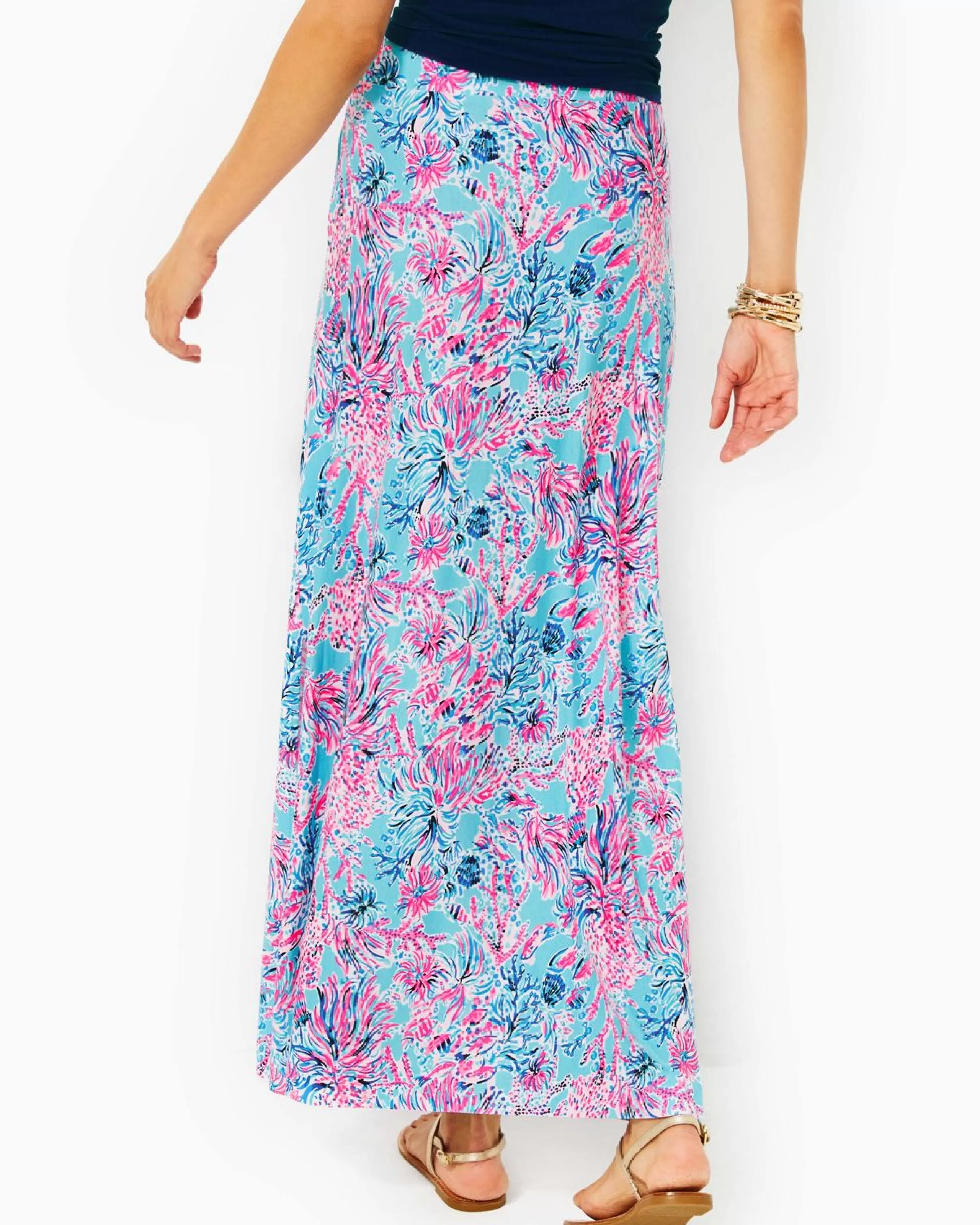 Fashion Lilly Pulitzer Adea Maxi Skirt Celestial Blue Seek And Sea