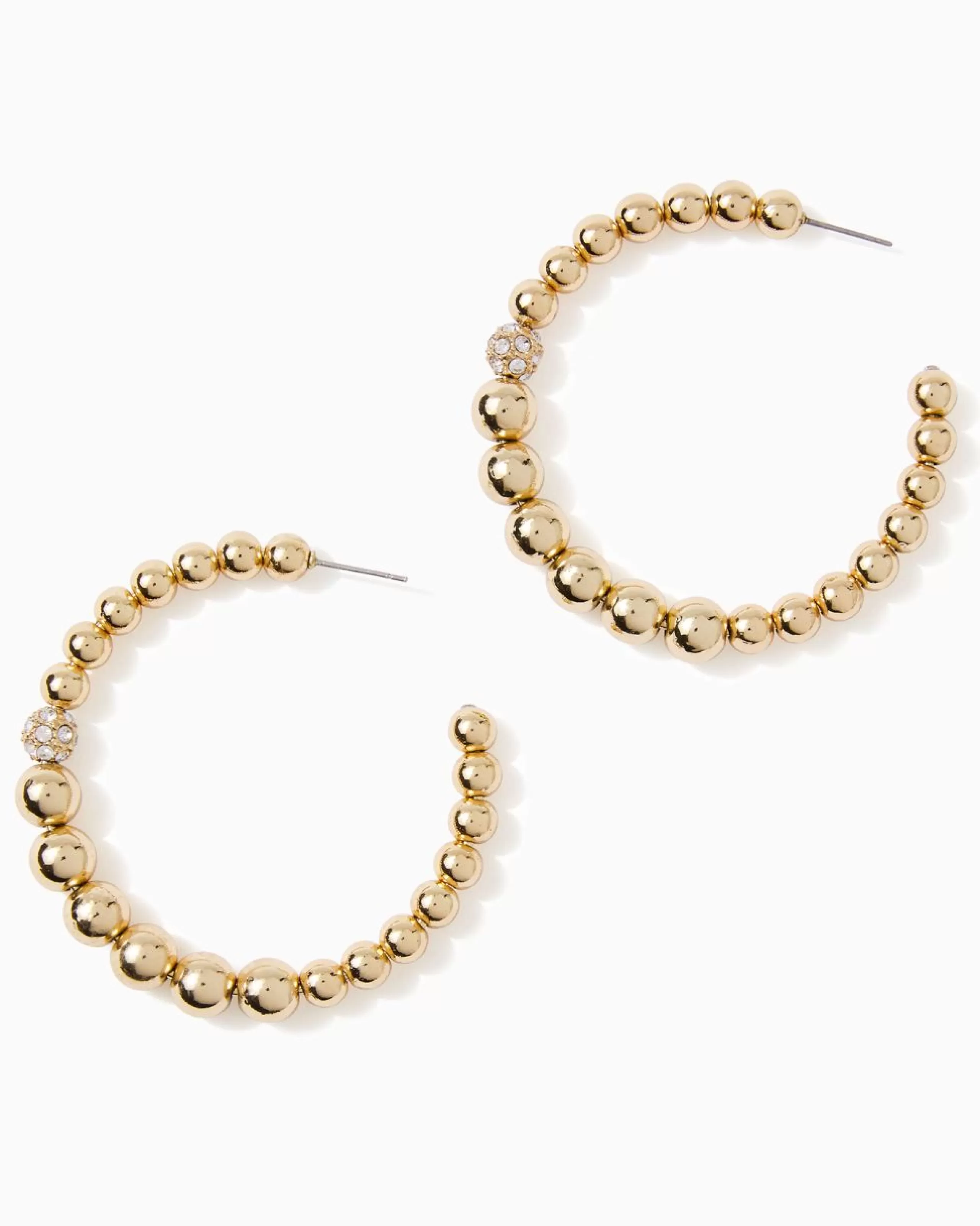 Discount Lilly Pulitzer Bateau Hoop Earrings Gold Metallic