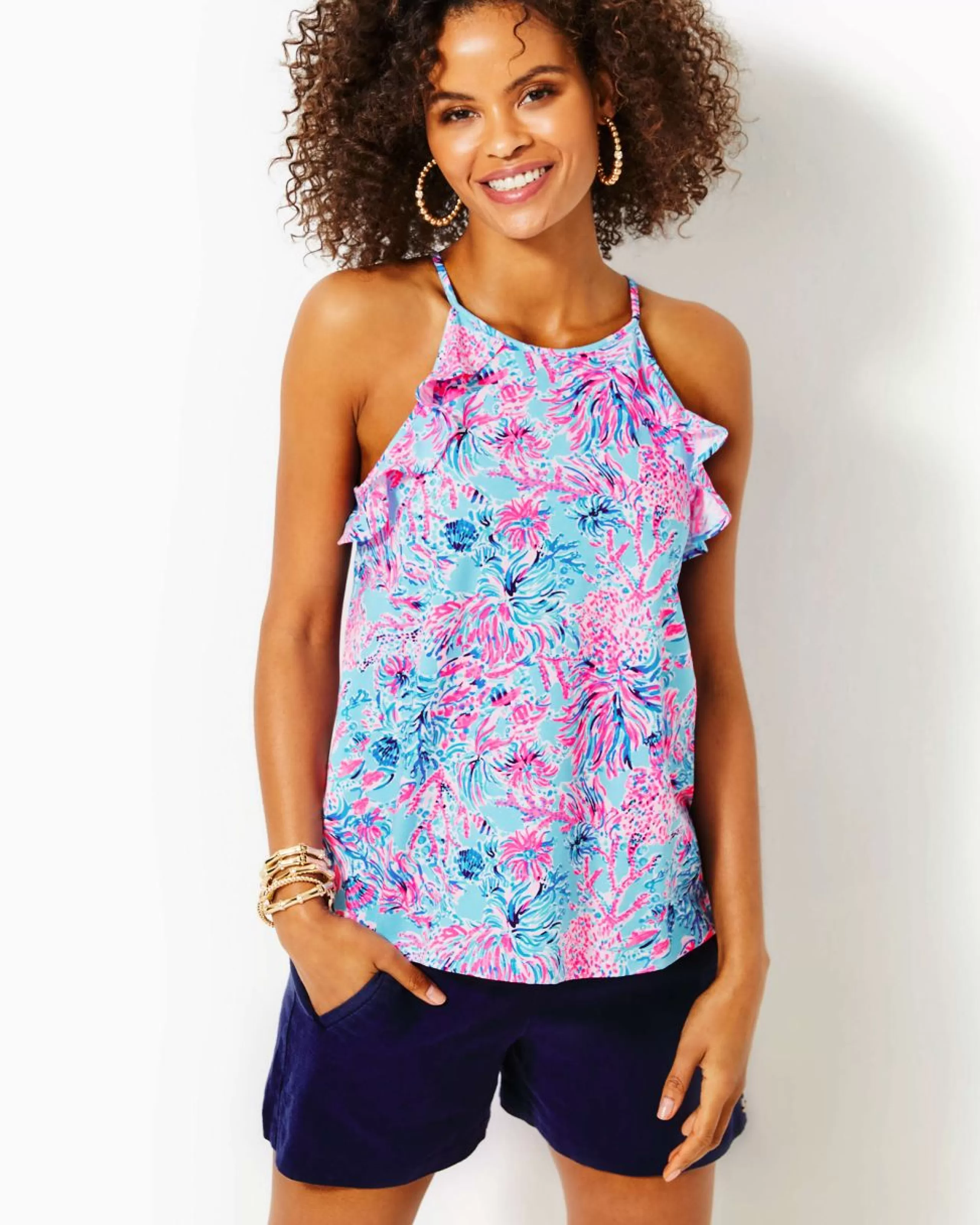 Store Lilly Pulitzer Billie Tank Top Celestial Blue Seek And Sea