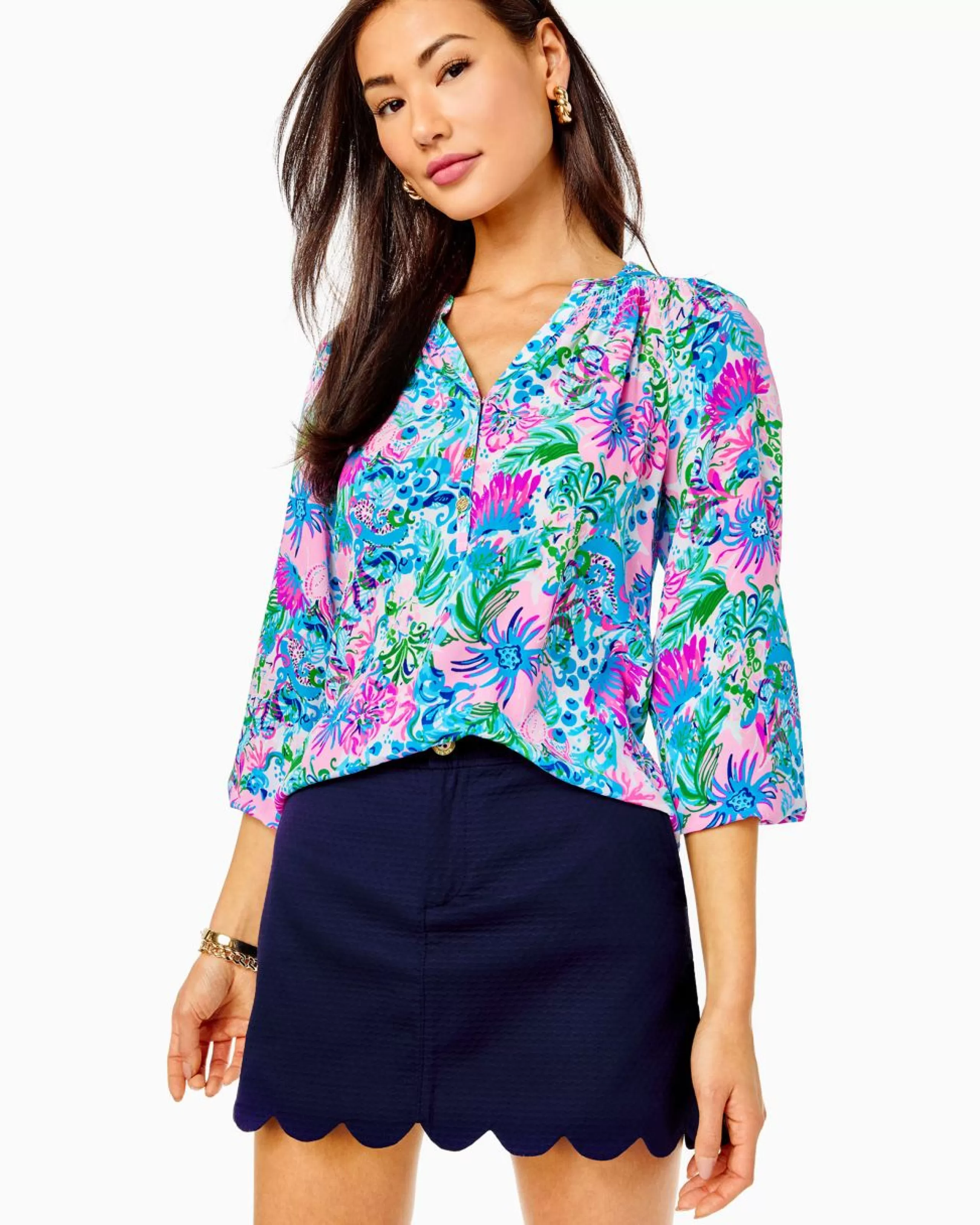 Hot Lilly Pulitzer Colette Scallop Hem Skort True Navy
