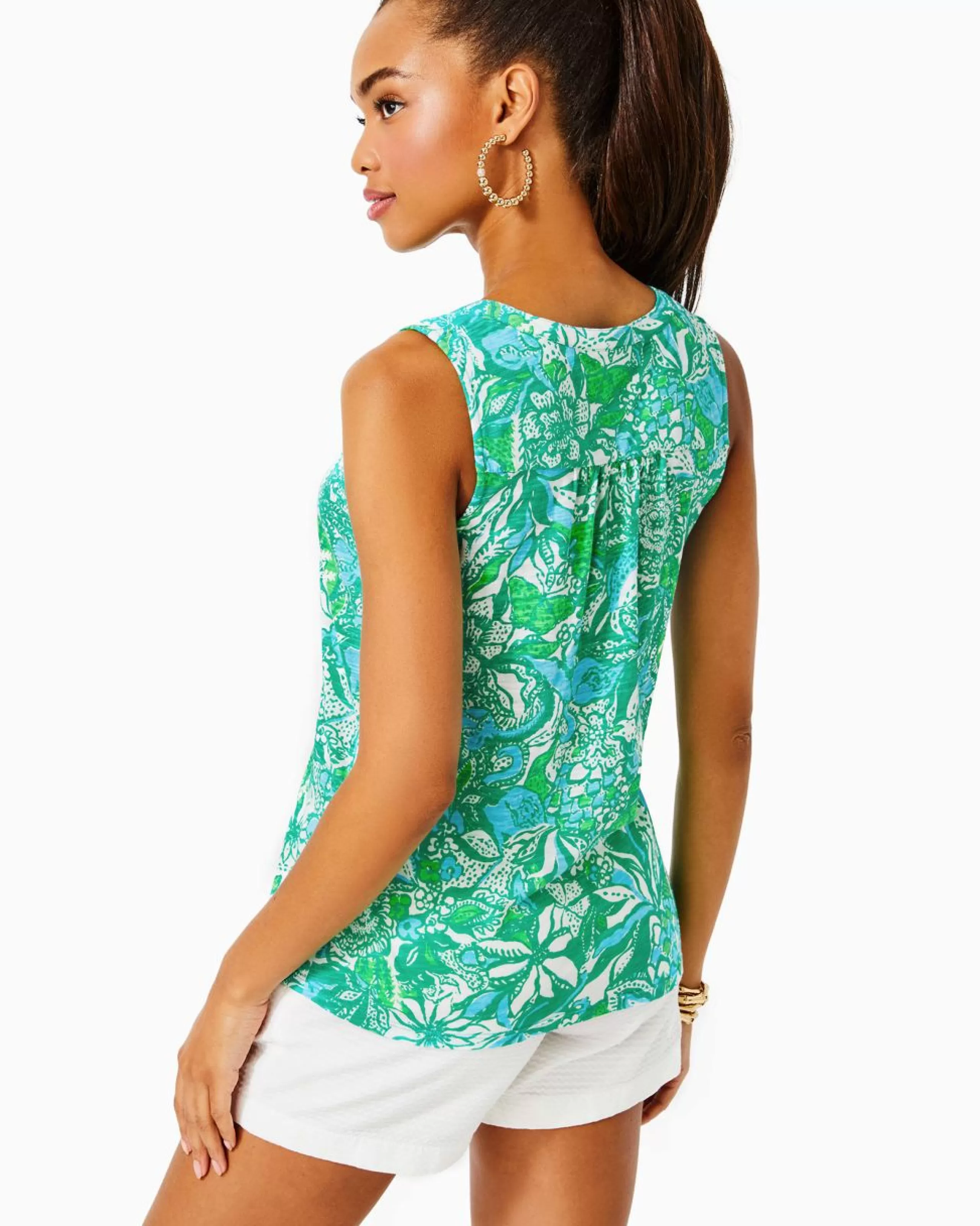 Clearance Lilly Pulitzer Dev Top Botanical Green Safari Sangria
