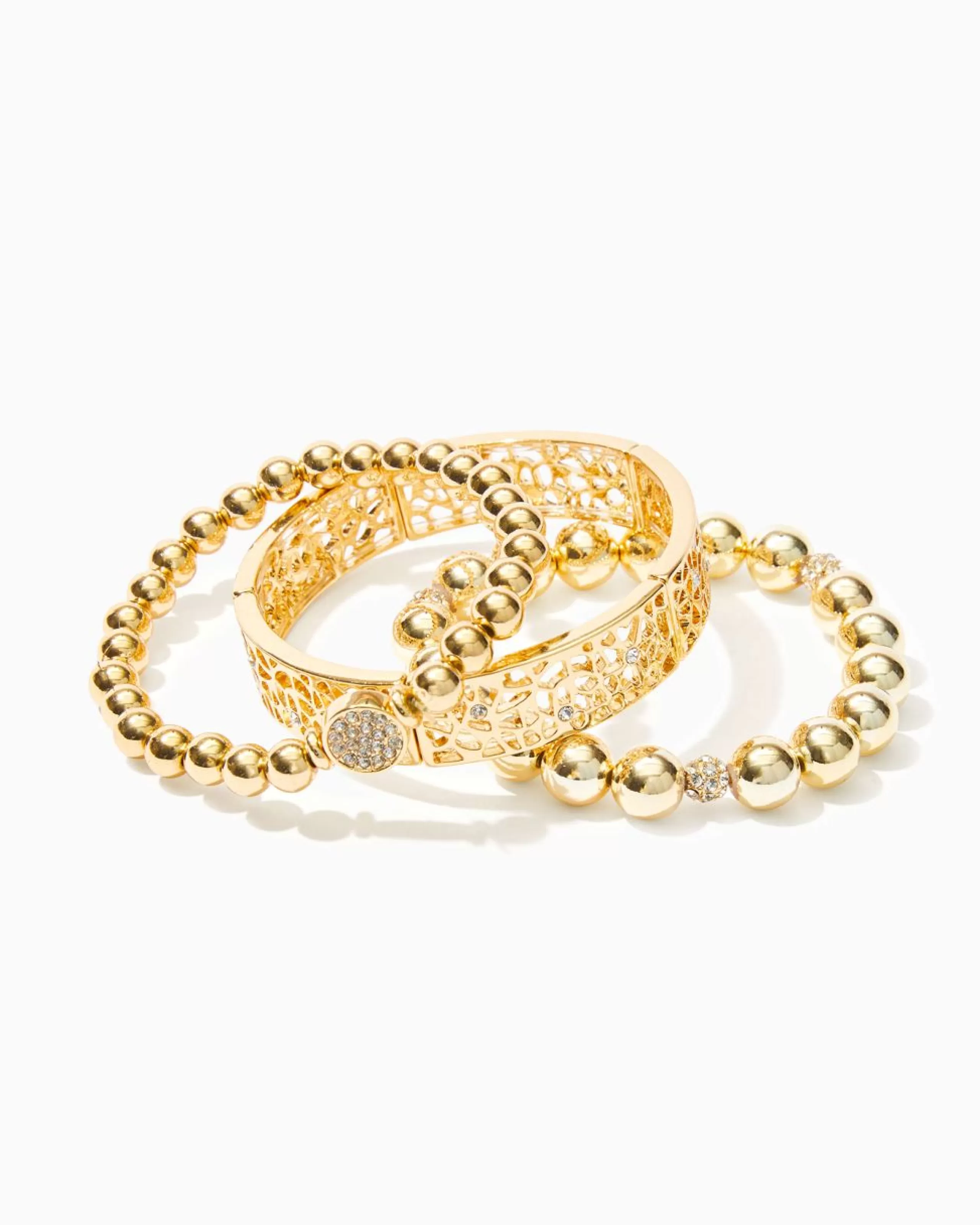Sale Lilly Pulitzer Devine Bracelet Set Gold Metallic