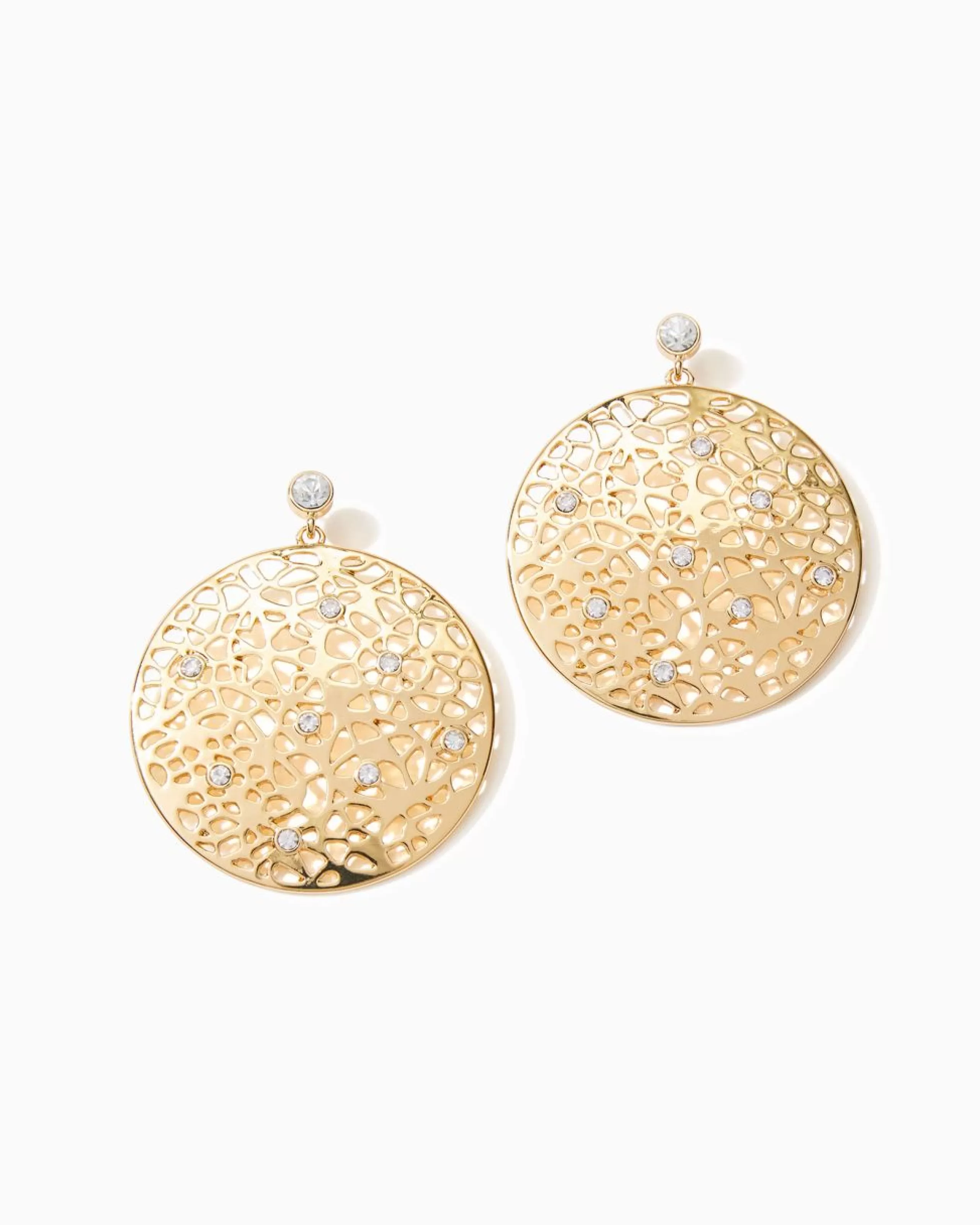 Store Lilly Pulitzer Devine Rhinestone Earrings Gold Metallic