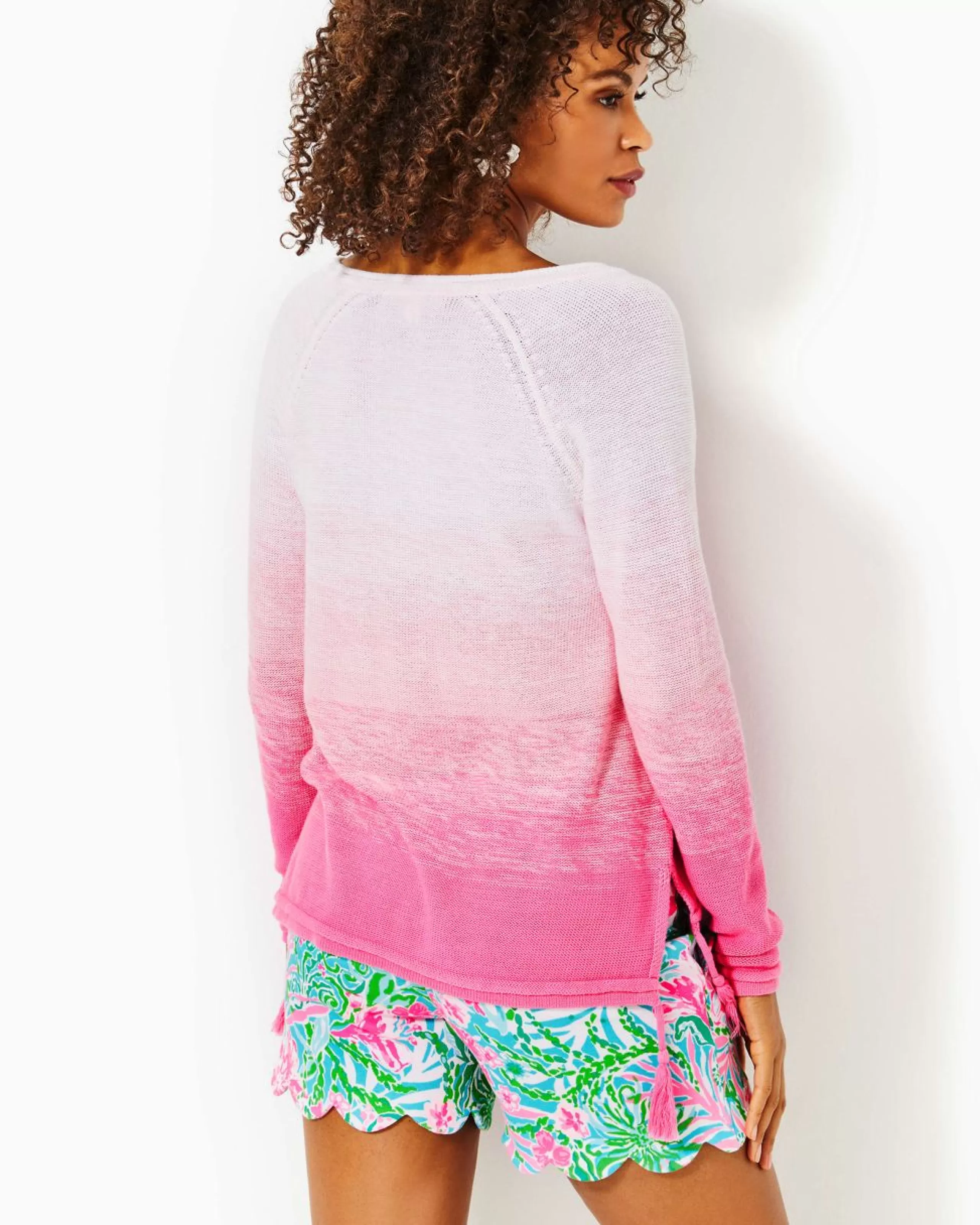Store Lilly Pulitzer Jody V-Neck Sweater Havana Pink Marled Ombre