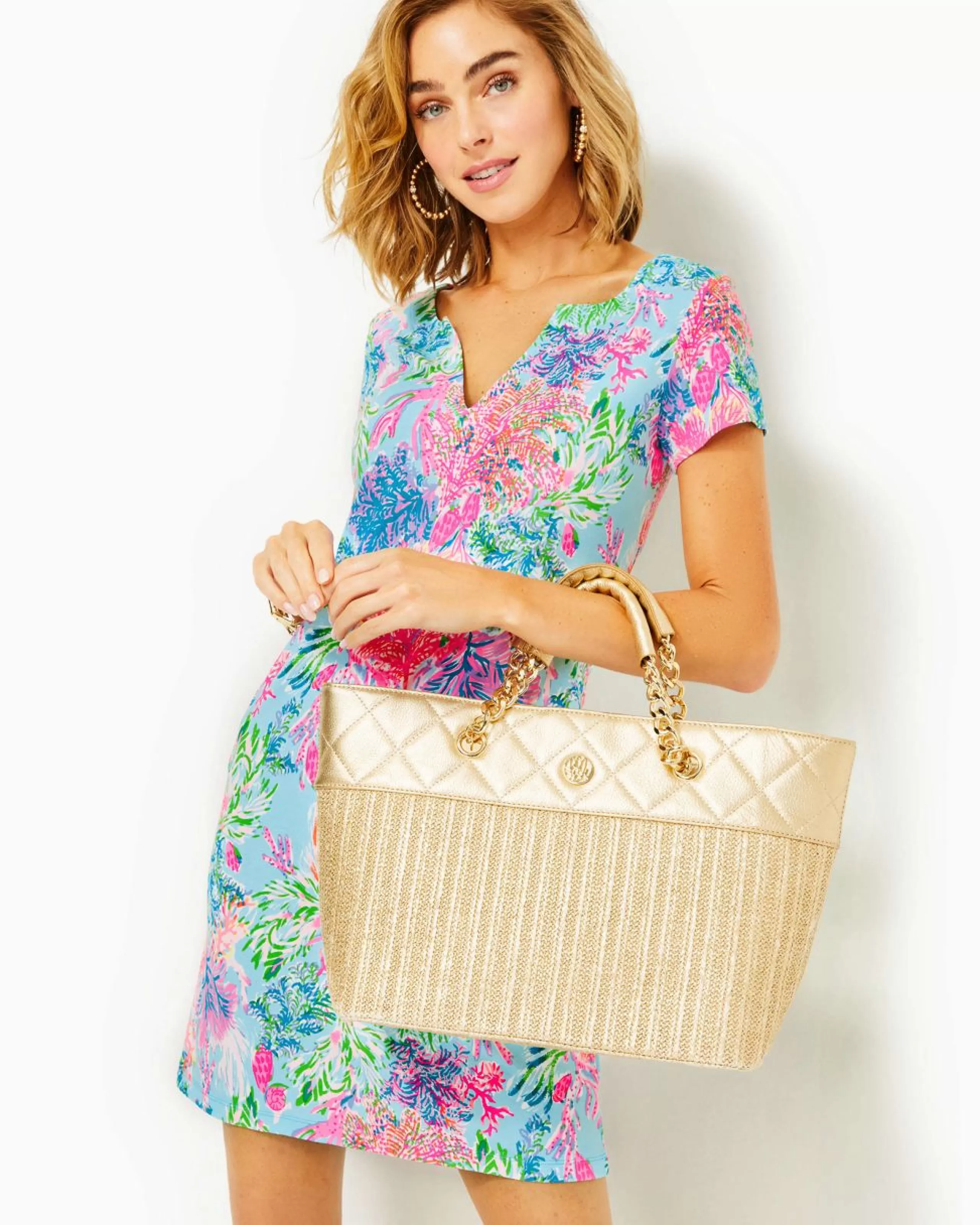 Outlet Lilly Pulitzer Lissa Tote Gold Metallic