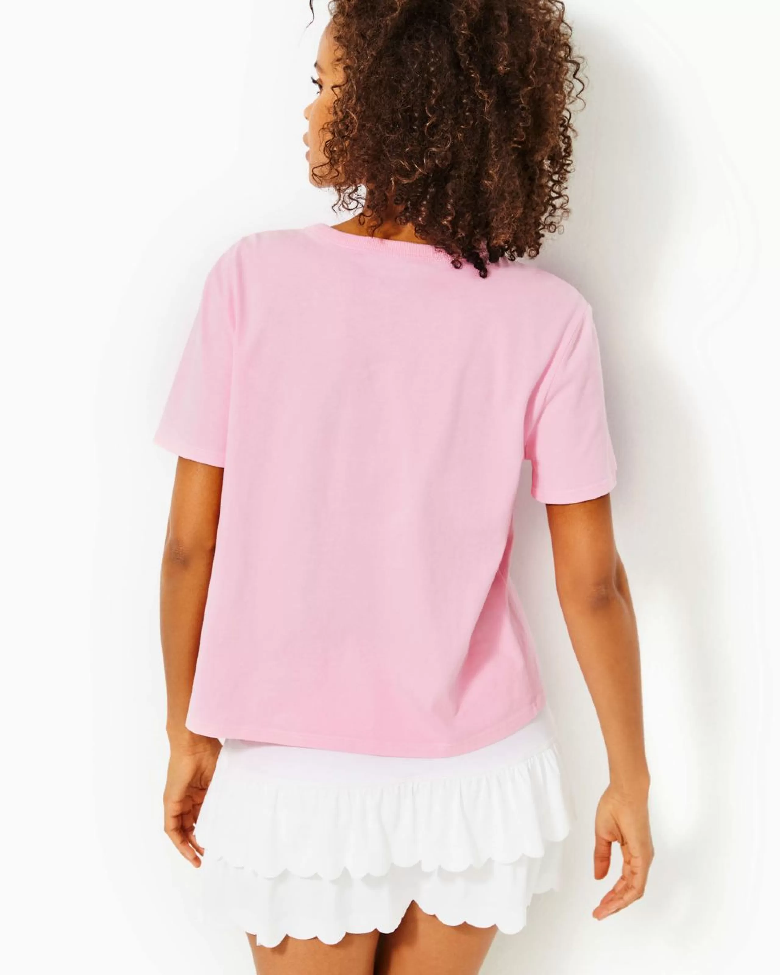 Cheap Lilly Pulitzer Luxletic Rally Tee Peony Pink Holding Court Tennis Graphic