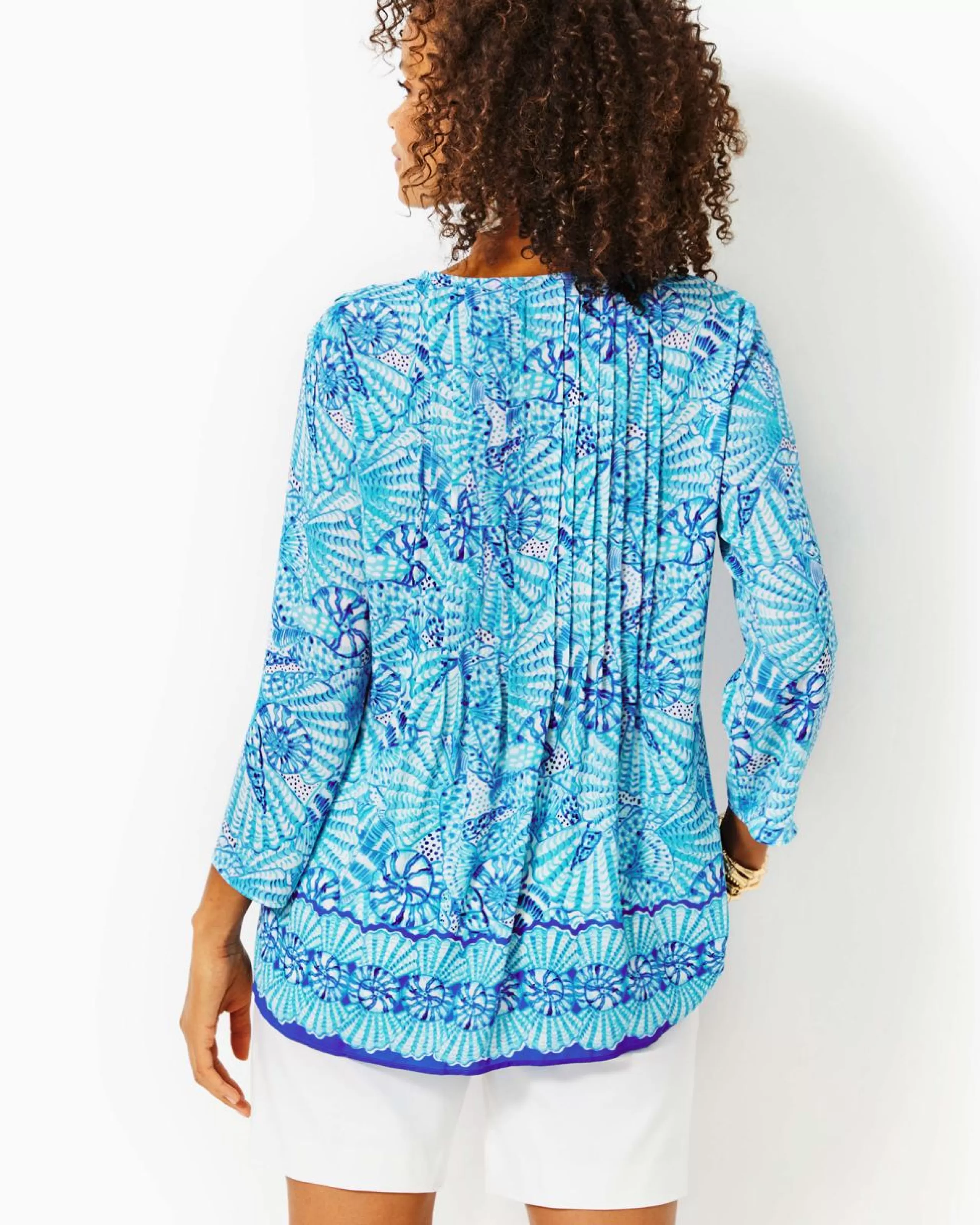Clearance Lilly Pulitzer Marilina Tunic Top Amalfi Blue By The Seashore Engineered Tunic