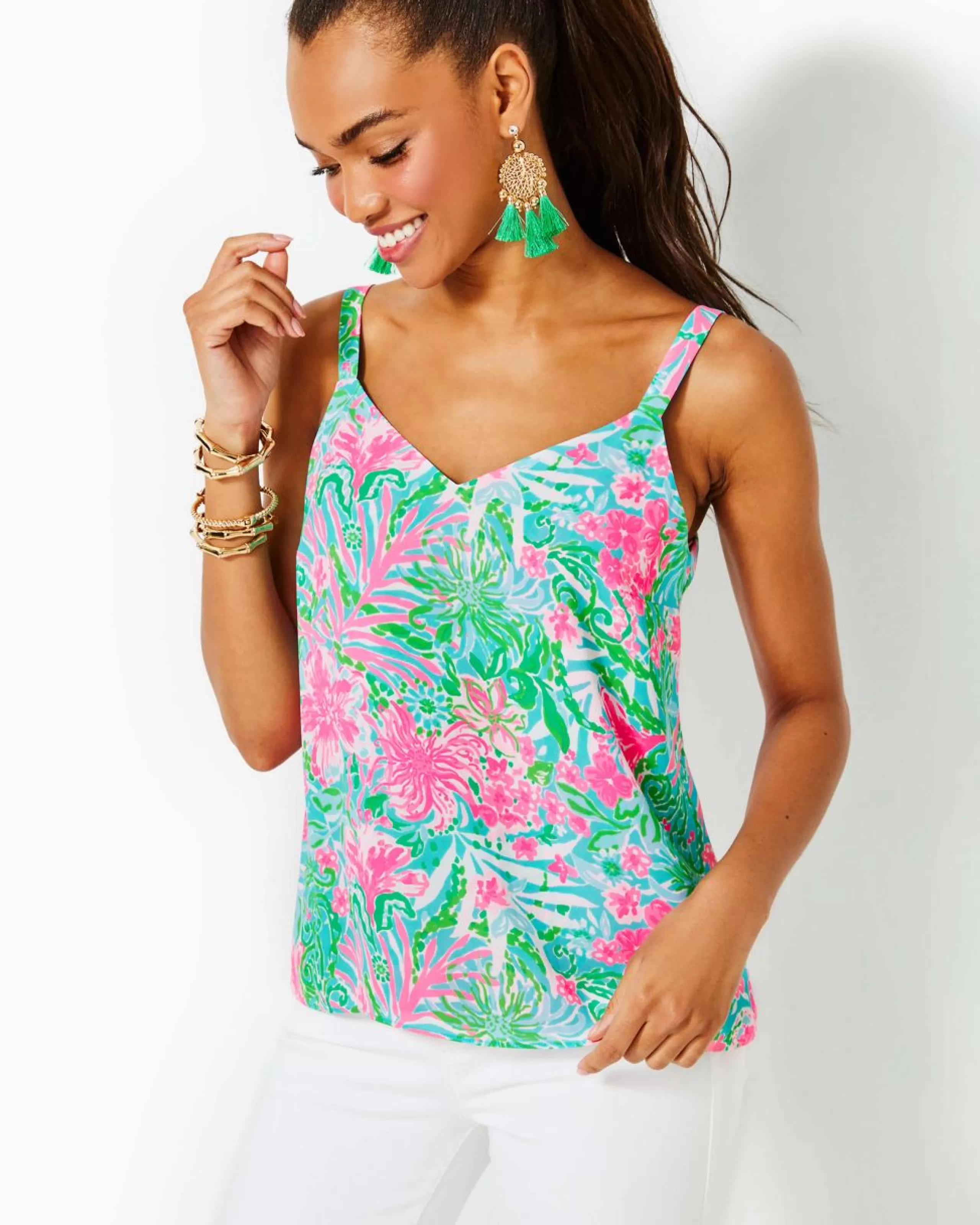 Online Lilly Pulitzer Nadia Cami Amalfi Blue Leaf It Wild