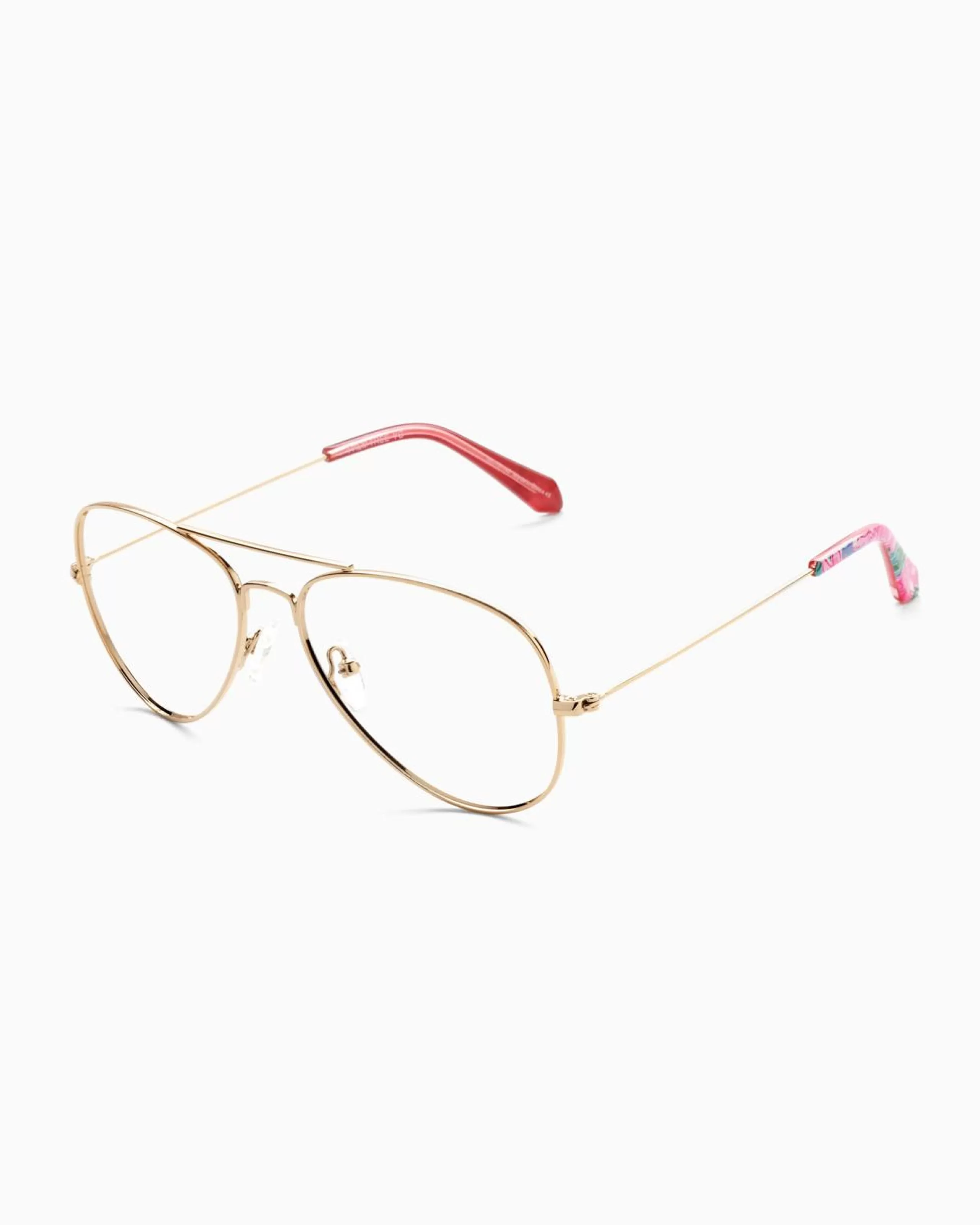 Sale Lilly Pulitzer Palm Tree Blue Light Glasses Gold Metallic