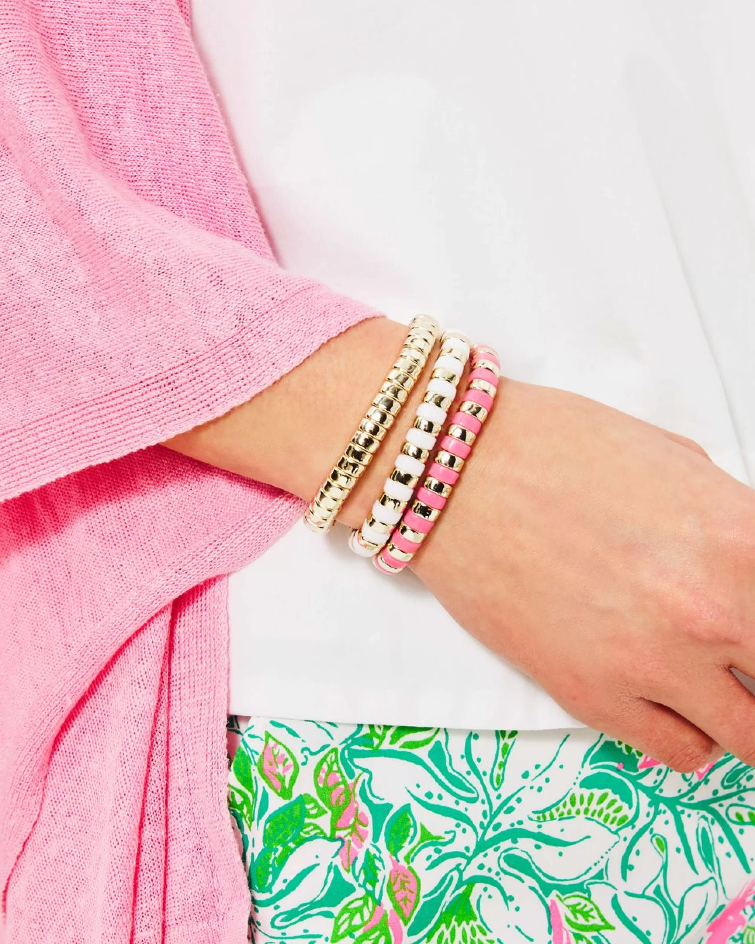 Outlet Lilly Pulitzer Paradise Punch Bracelet Set Gold Metallic