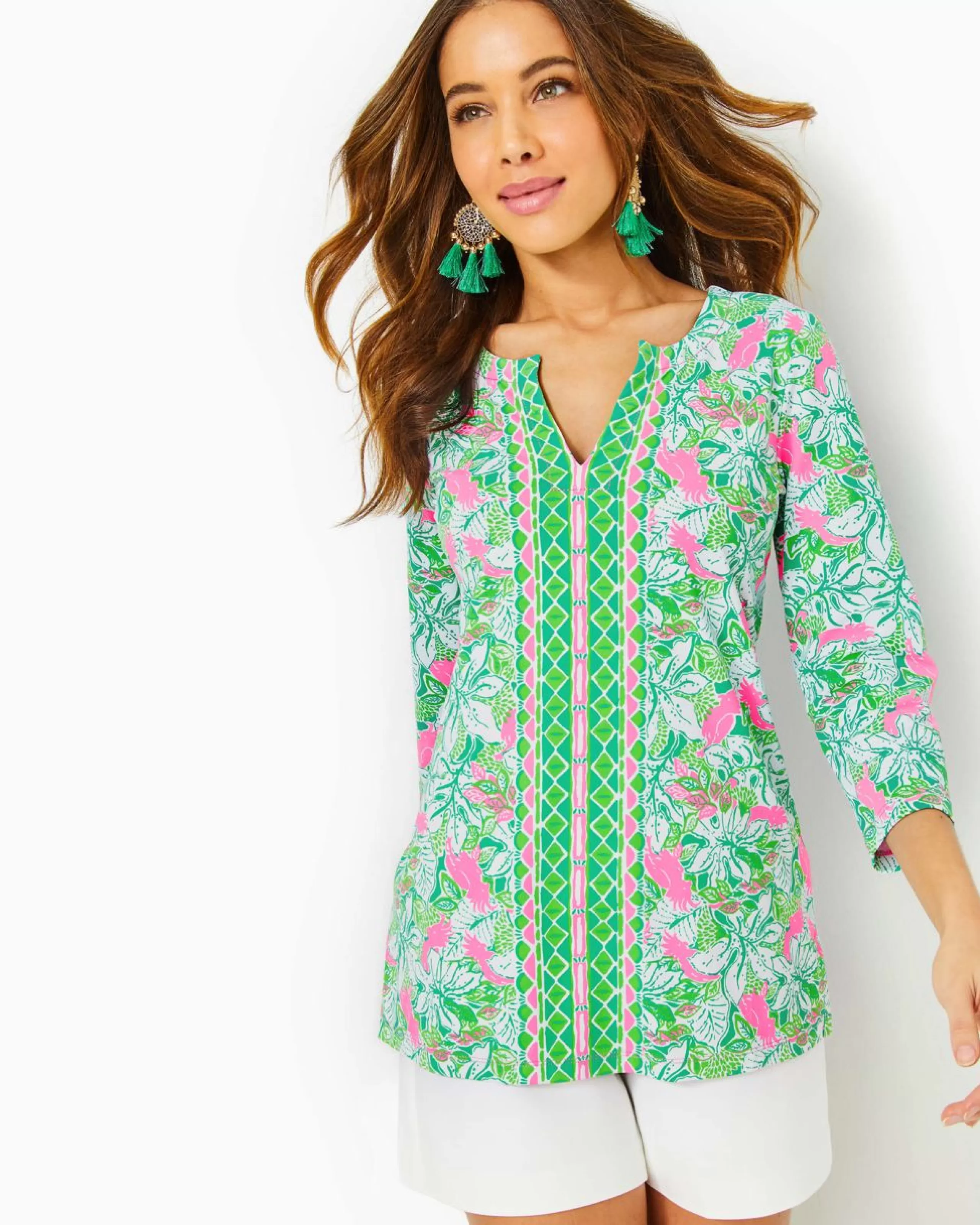 Cheap Lilly Pulitzer Upf 50+ Karina Chillylilly Tunic Top Botanical Green Just Wing It Engineered Chillylilly