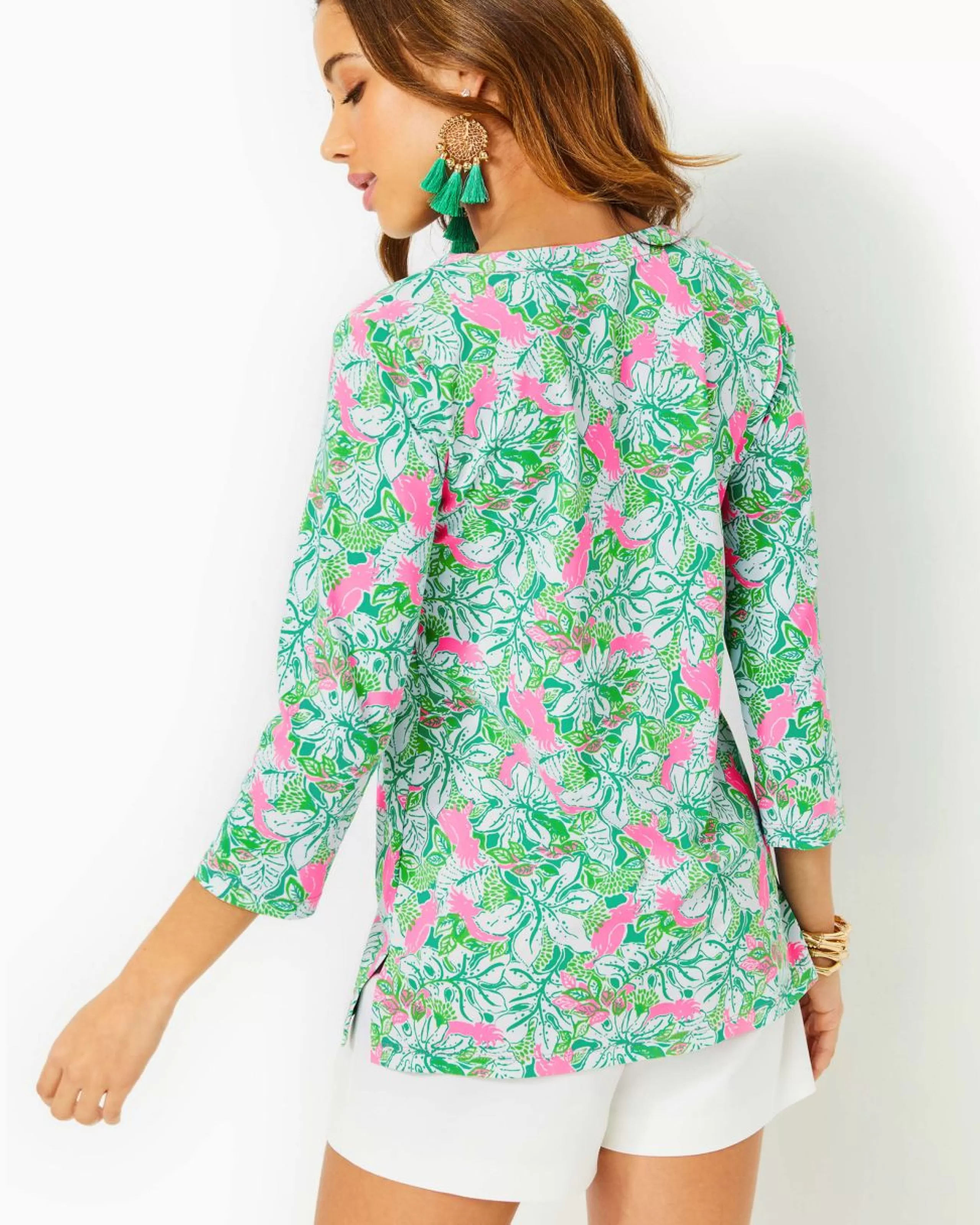 Cheap Lilly Pulitzer Upf 50+ Karina Chillylilly Tunic Top Botanical Green Just Wing It Engineered Chillylilly