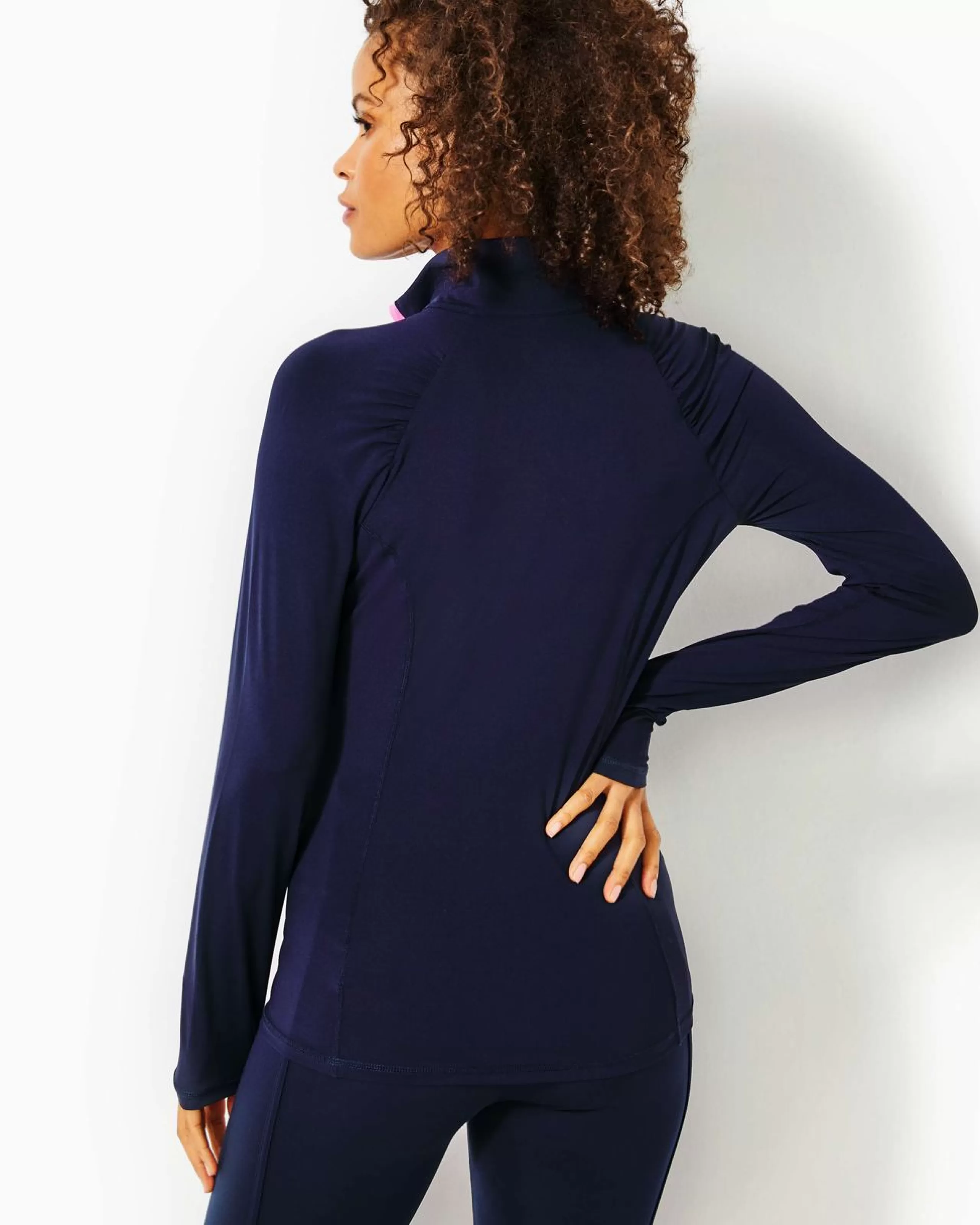 Shop Lilly Pulitzer Upf 50+ Luxletic Justine Pullover True Navy
