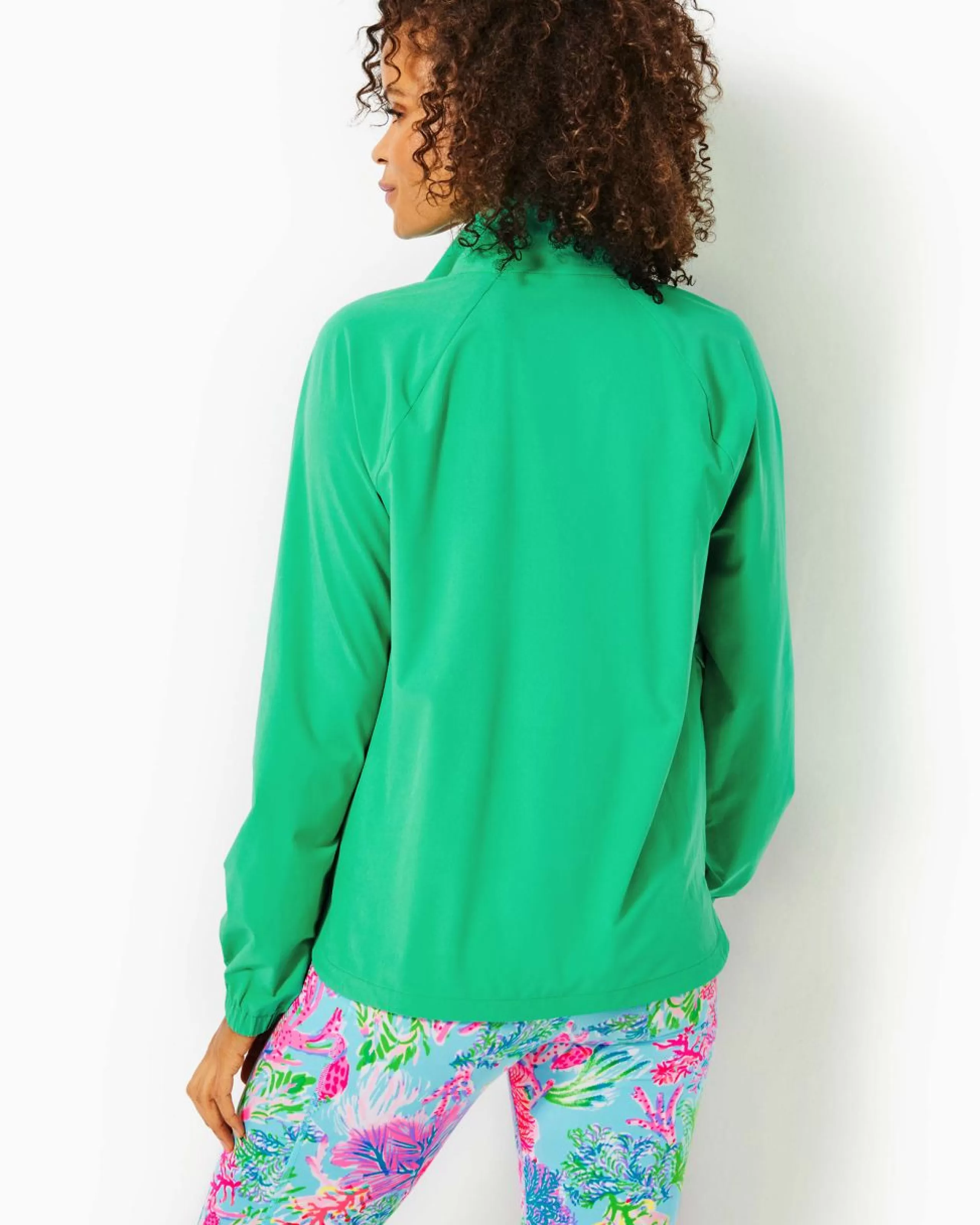 New Lilly Pulitzer Upf 50+ Luxletic Tulia Performance Jacket Botanical Green